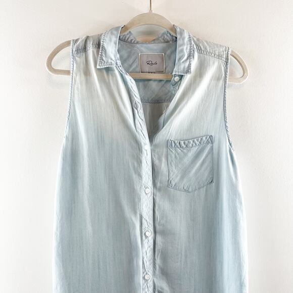 Rails Jaime Sleeveless Tunic Tank Button Up Top Light Vintage Chambray Wash S - Picture 8 of 11